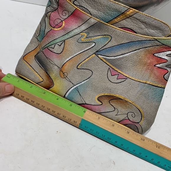 Hand painted crossbody gray abstract - Picture 12 of 17